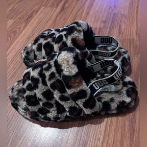 RARE Leopard UGG Fluff Yeah Slides